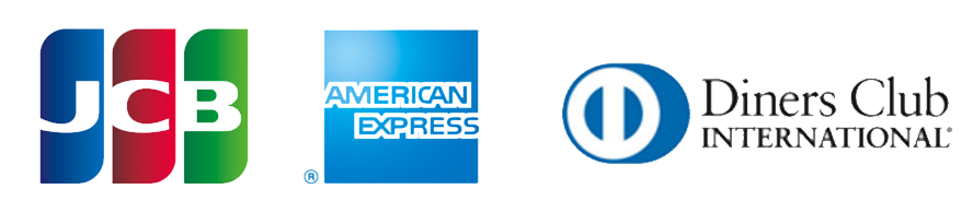 JCB、American Express、ダイナース